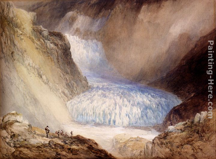Glacier Du Rhone And The Garlingstock, Pass Of The Furca, Switzerland painting - William Callow Glacier Du Rhone And The Garlingstock, Pass Of The Furca, Switzerland art painting